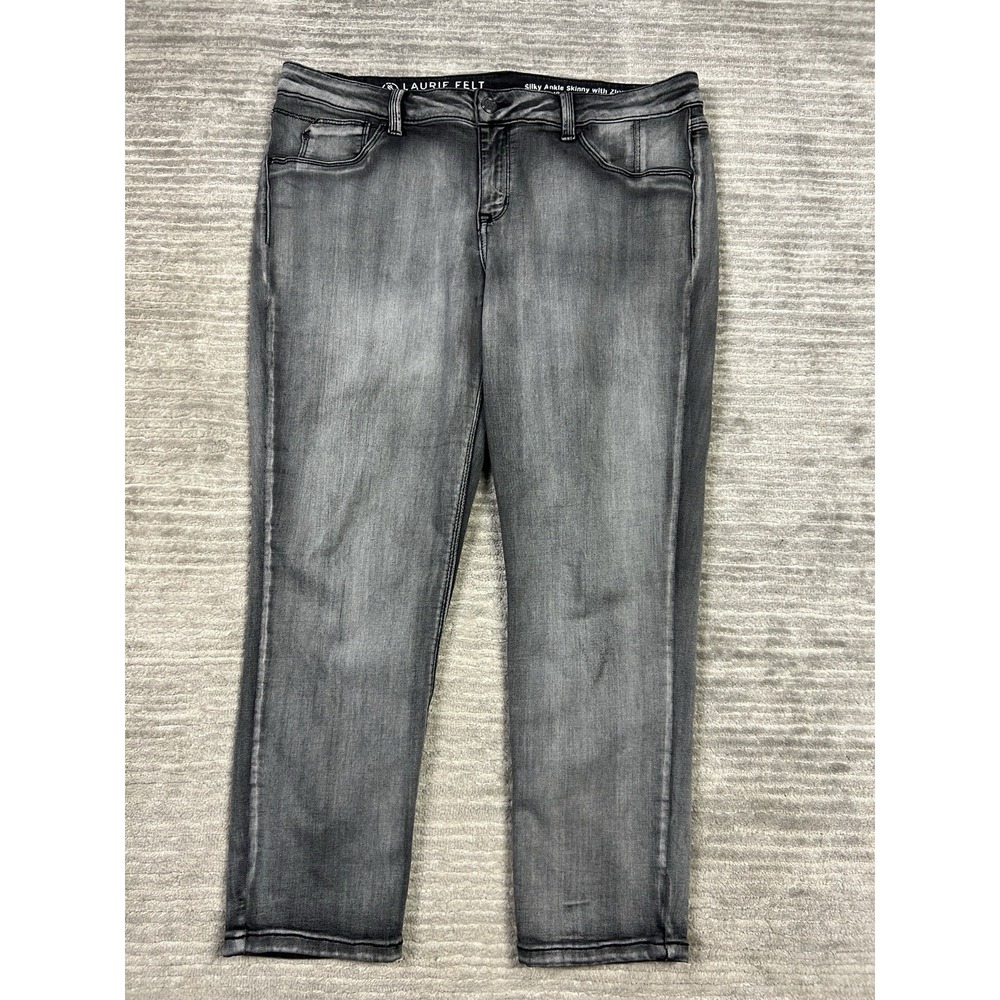 Laurie Felt‎ Jeans Womens LP Black Inverted Denim Silky Ankle Skinny w/ Zipper